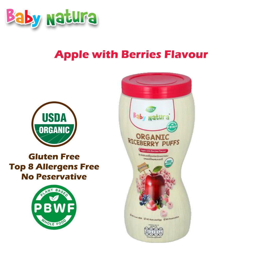 Baby Natura Organic Riceberry Puffs 40g Apple with Berries Flavour