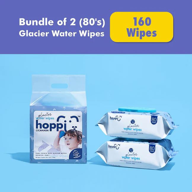 [Bundle of 2] Hoppi Pure Glacier Water Wipes With Cap 80 Sheets For Newborn Baby