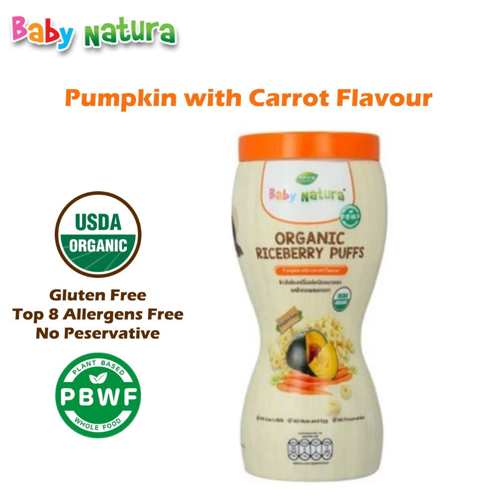 Baby Natura Organic Riceberry Puffs 40g Pumpkin with Carrot Flavour (Expiry: 08/2021)