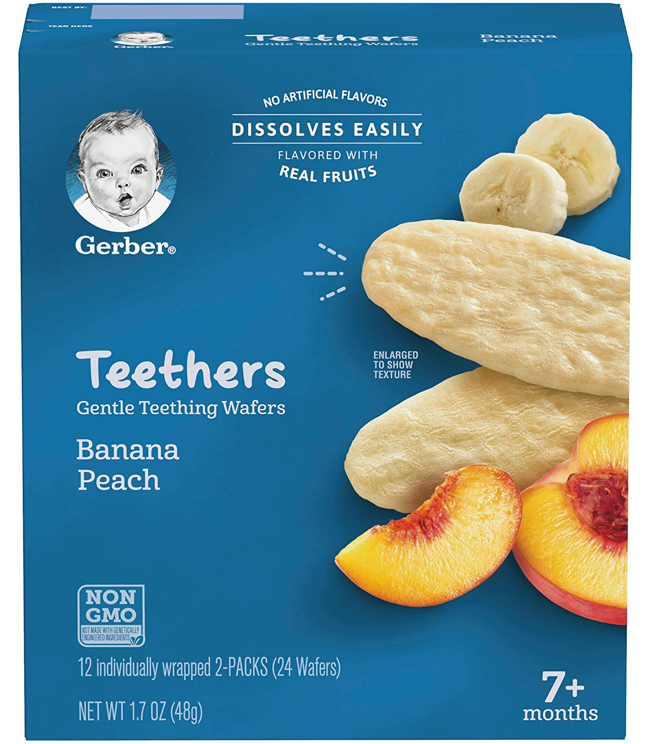 Gerber Baby Snacks Teethers Gentle Teething Wafers Banana Peach 48g