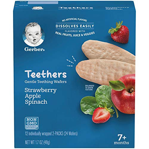 Gerber Baby Snacks Teethers Gentle Teething Wafers Strawberry Apple Spinach 48g (Expiry: 02/2023)