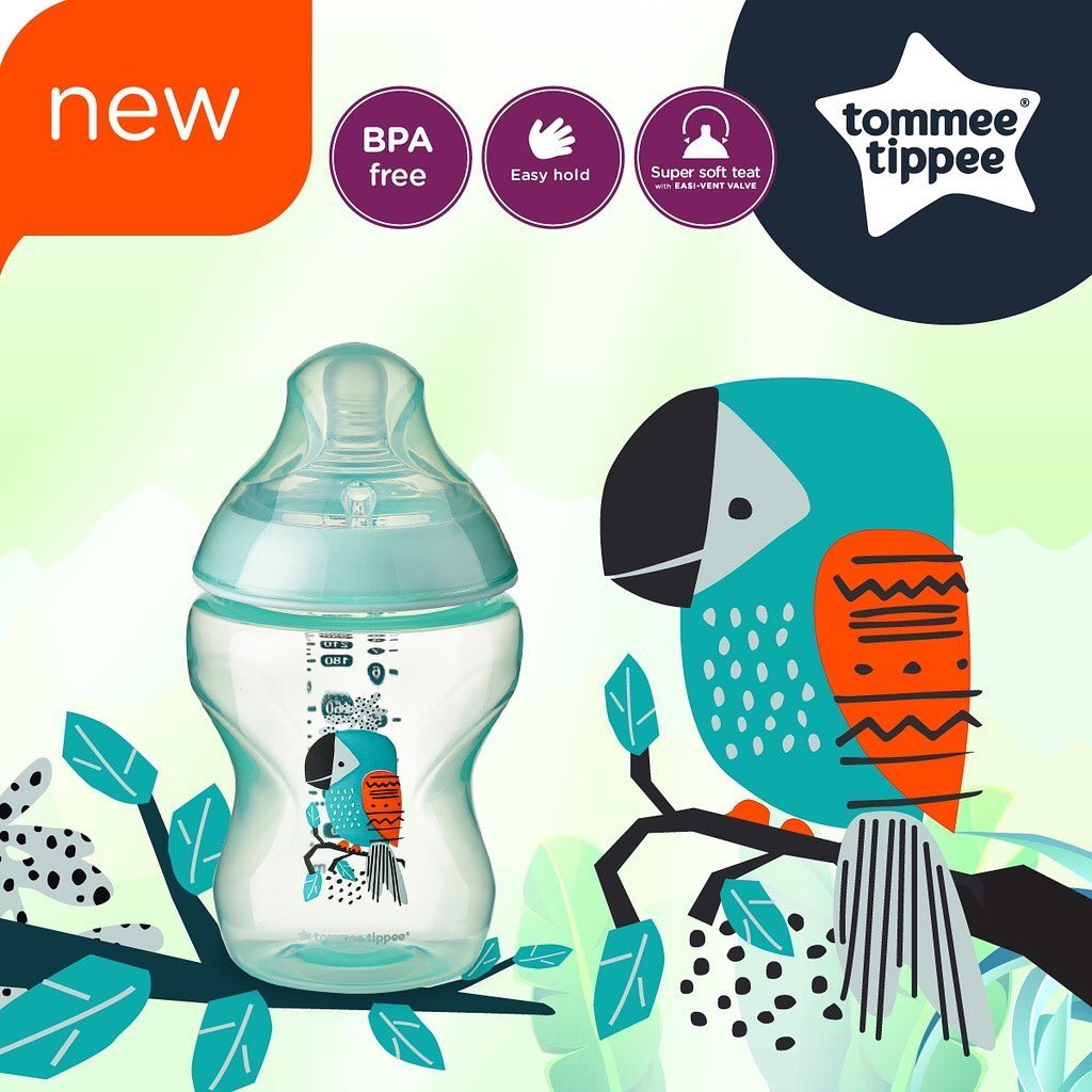 Tommee Tippee Decorated Tinted 9oz / 260ml Feeding Bottle (Single) Gre