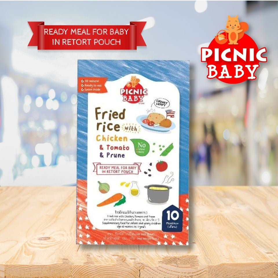 Picnic Baby Instant Ready Meal Natural Tasty Baby Food Pouch Fried Rice With Chicken, Tomato & Prune 120g