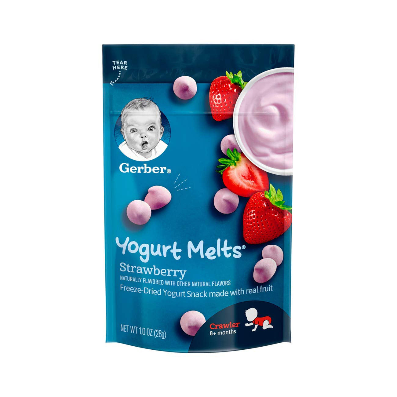 Gerber Baby Snacks Yogurt Melts Freeze-Dried Yogurt Snack Made With Real Fruit Strawberry 28g
