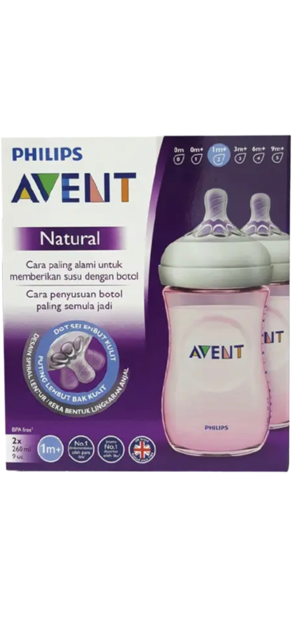 AVENT NATURAL 260ML PINK BOTTLES (TWIN PACK)