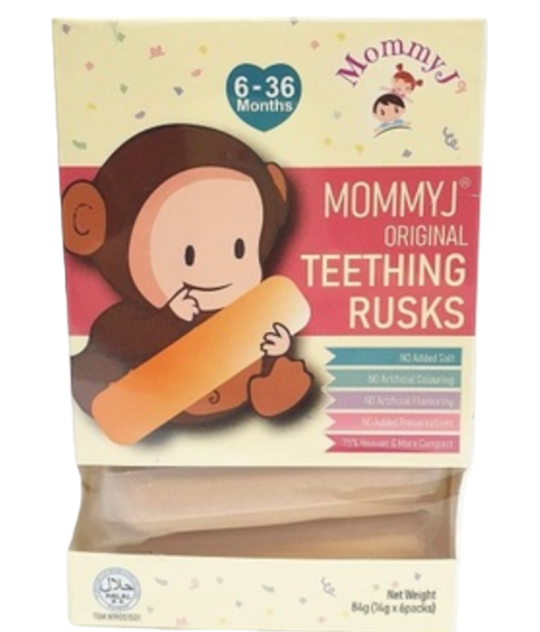 MOMMYJ ORIGINAL TEETHING RUSKS 6X14G mommyj-original-teething-rusks-6x14g