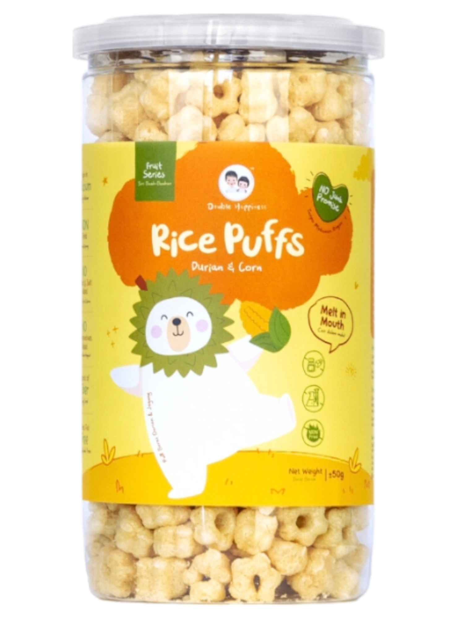 DOUBLE HAPPINESS RICE PUFFS DURIAN&CORN 50G