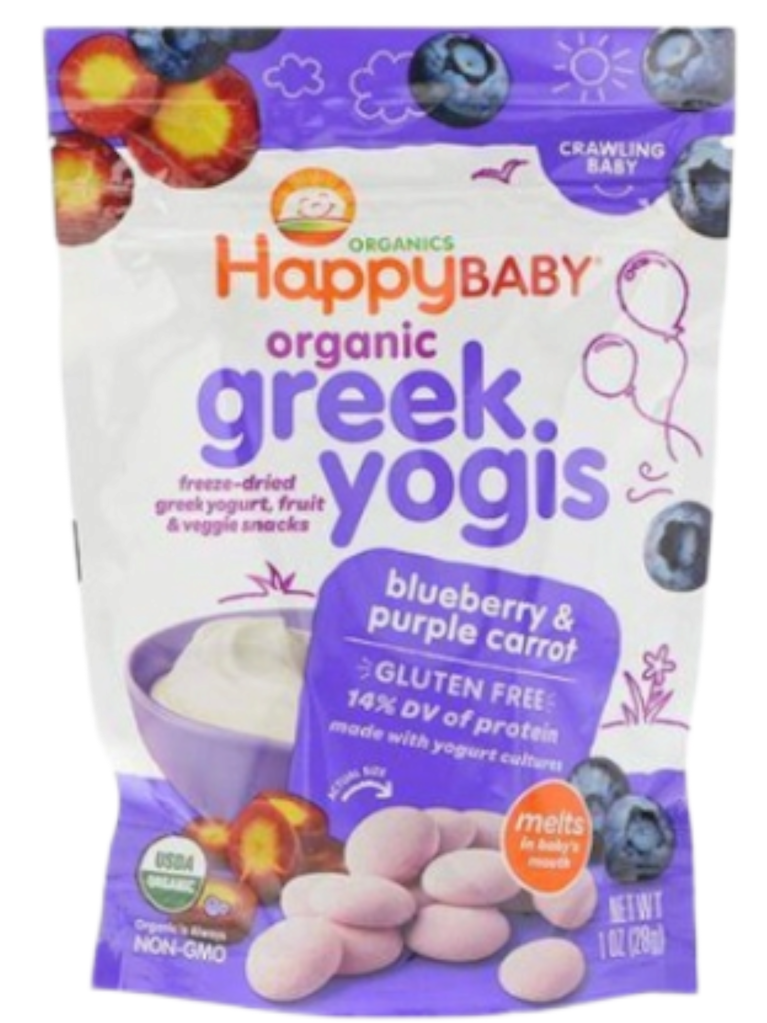 Happybaby Organic Greek Yogis Blueberry & Purple Carrot 28g