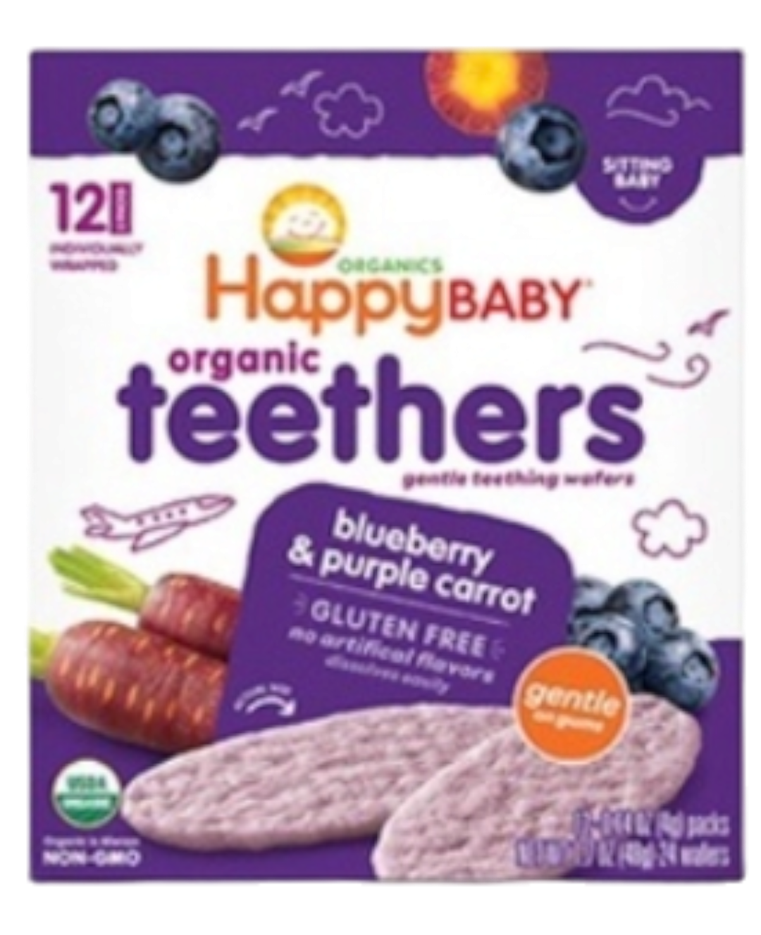 Happybaby Organic Teethers Blueberry & Purple Carrot 48g