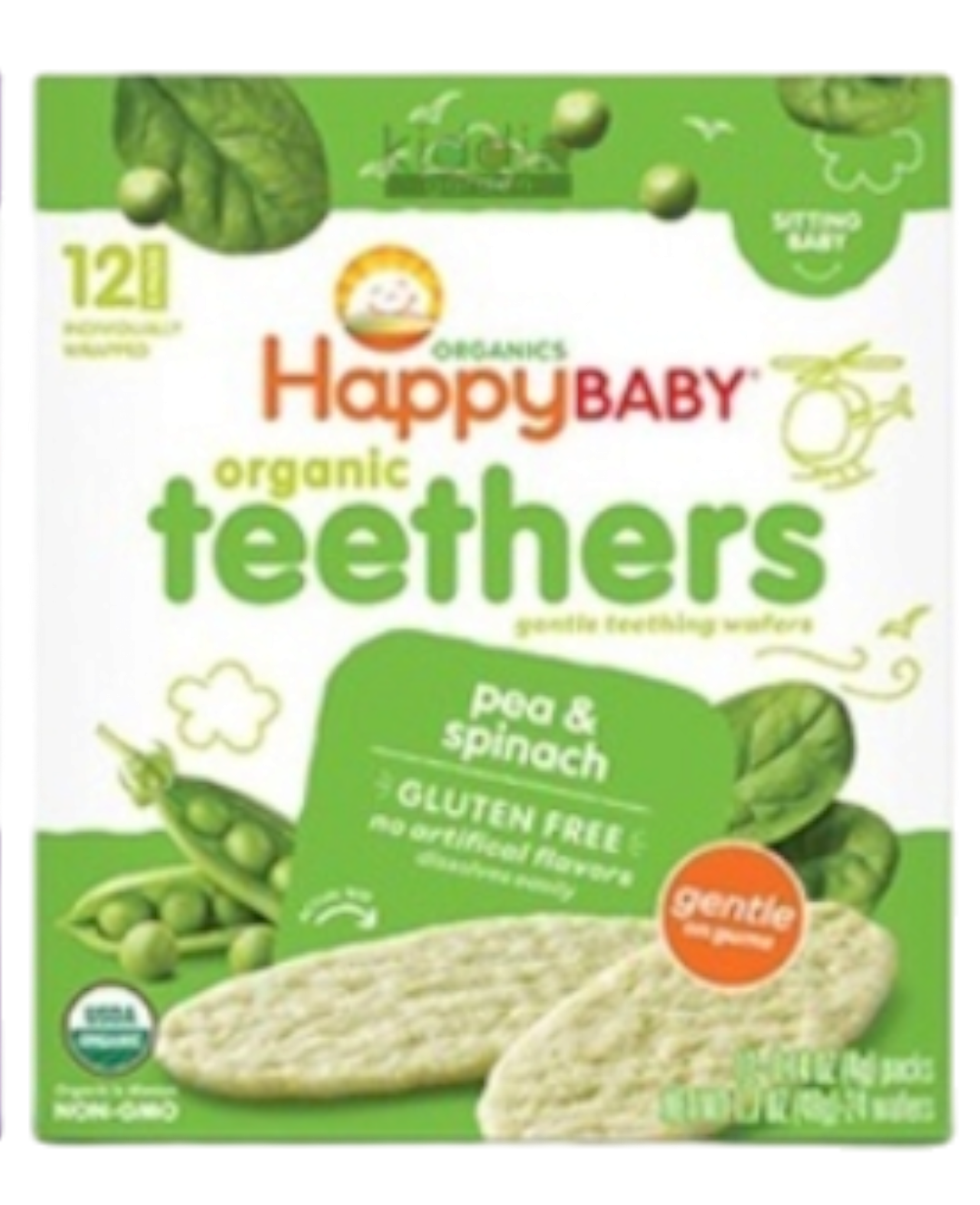 Happybaby Organic Teethers Pea & Spinach 48g