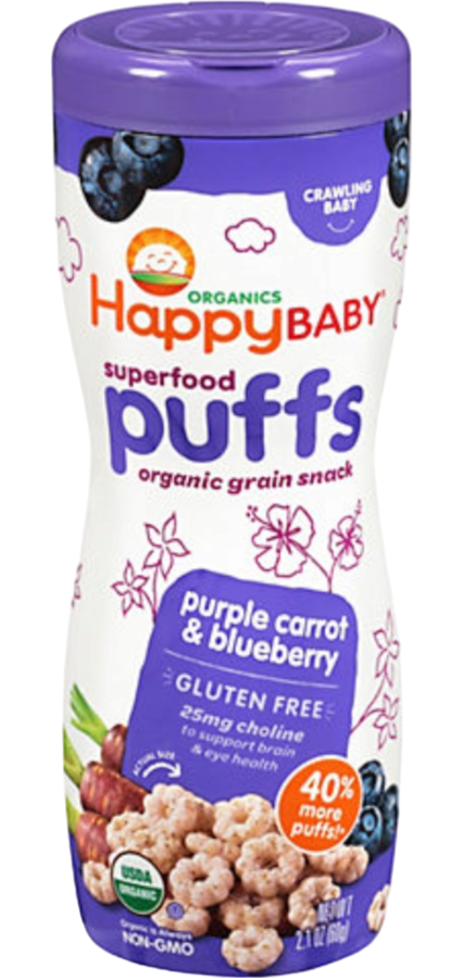 Happybaby Organic Puffs Purple Carrot & Blueberry 60g