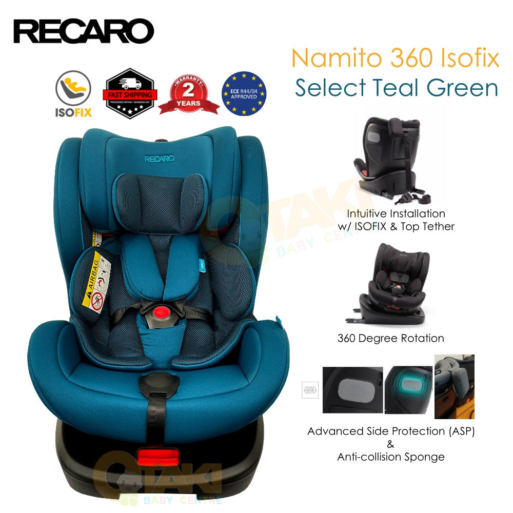 Recaro Namito 360 (Select Teal Green) Baby Car Seat With ISOFIX & Top Tether, For 0 to 36kg, Newborn to 12 Years Old