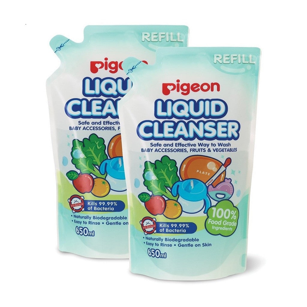 Pigeon 100% Food Grade Ingredients Liquid Cleanser Refill (650ml x 2 Packs) Value Buy