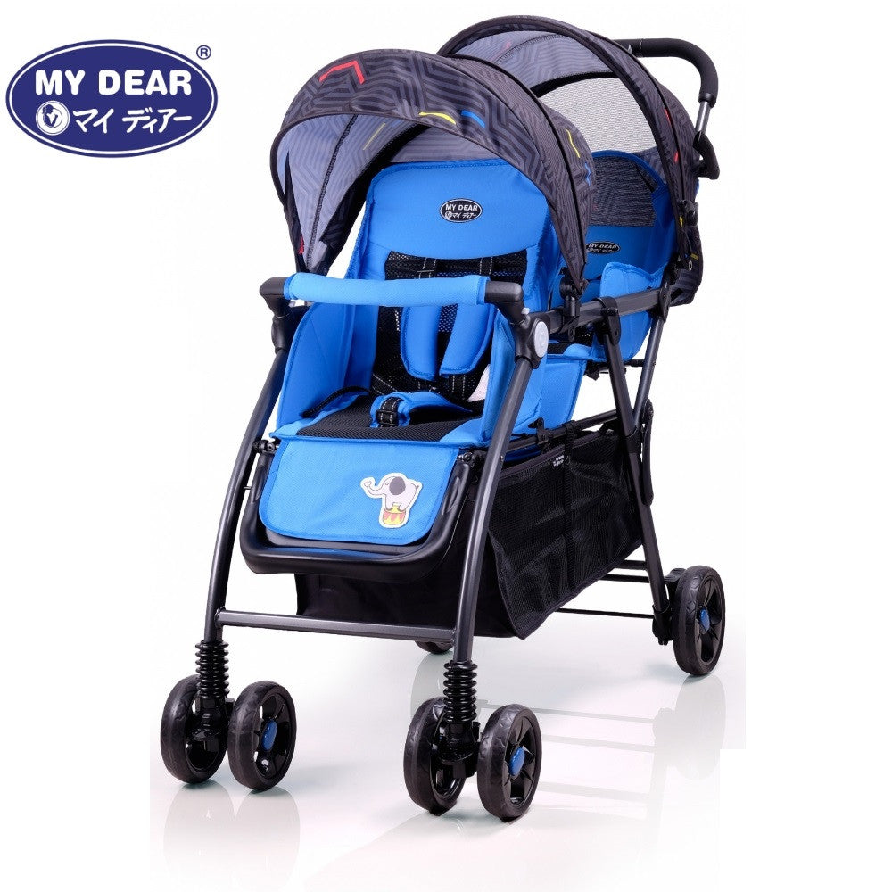 My Dear Baby Tandem Stroller 18073 With Back Recline Levels And Adjustable Footrest
