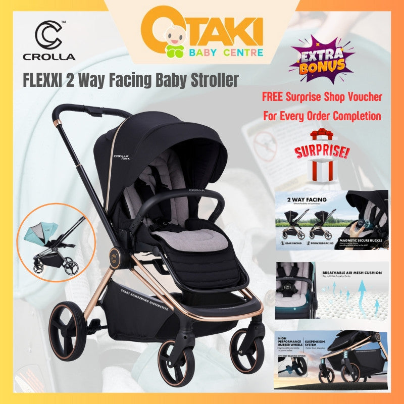 Crolla Flexxi 2 Way Facing Baby Stroller Comfortable Safety With Large Storage Basket (Newborn to 22kg)