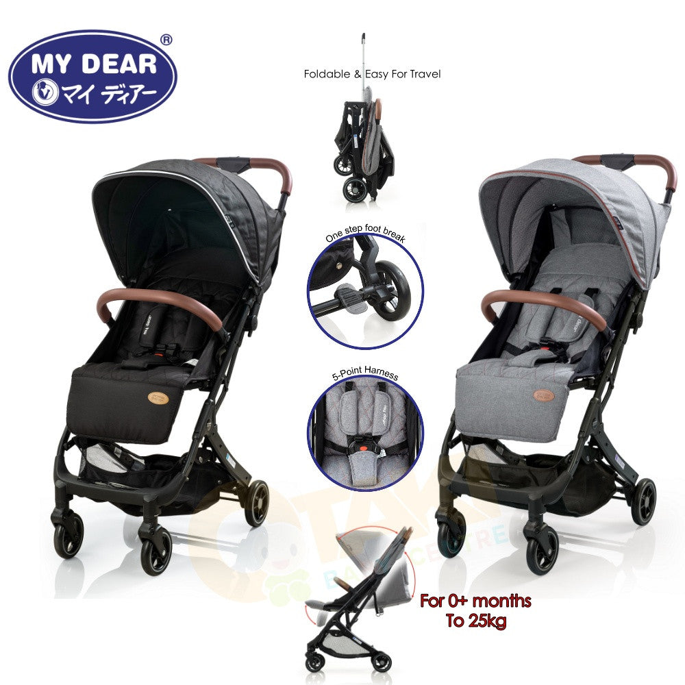 My Dear Single-Hand Fold Baby Stroller 18127 With 5-Points Safety Harness, Adjustable Footrest, Lightweight & Easy For Travel