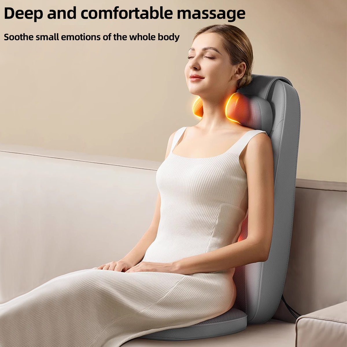 Lyeef Back and Neck Massager, Gifts, Massage Seat, Shiatsu Massage Chair with Heat and Vibration for Neck, Back, Shoulders, Height Adjustable Use at Home and Office