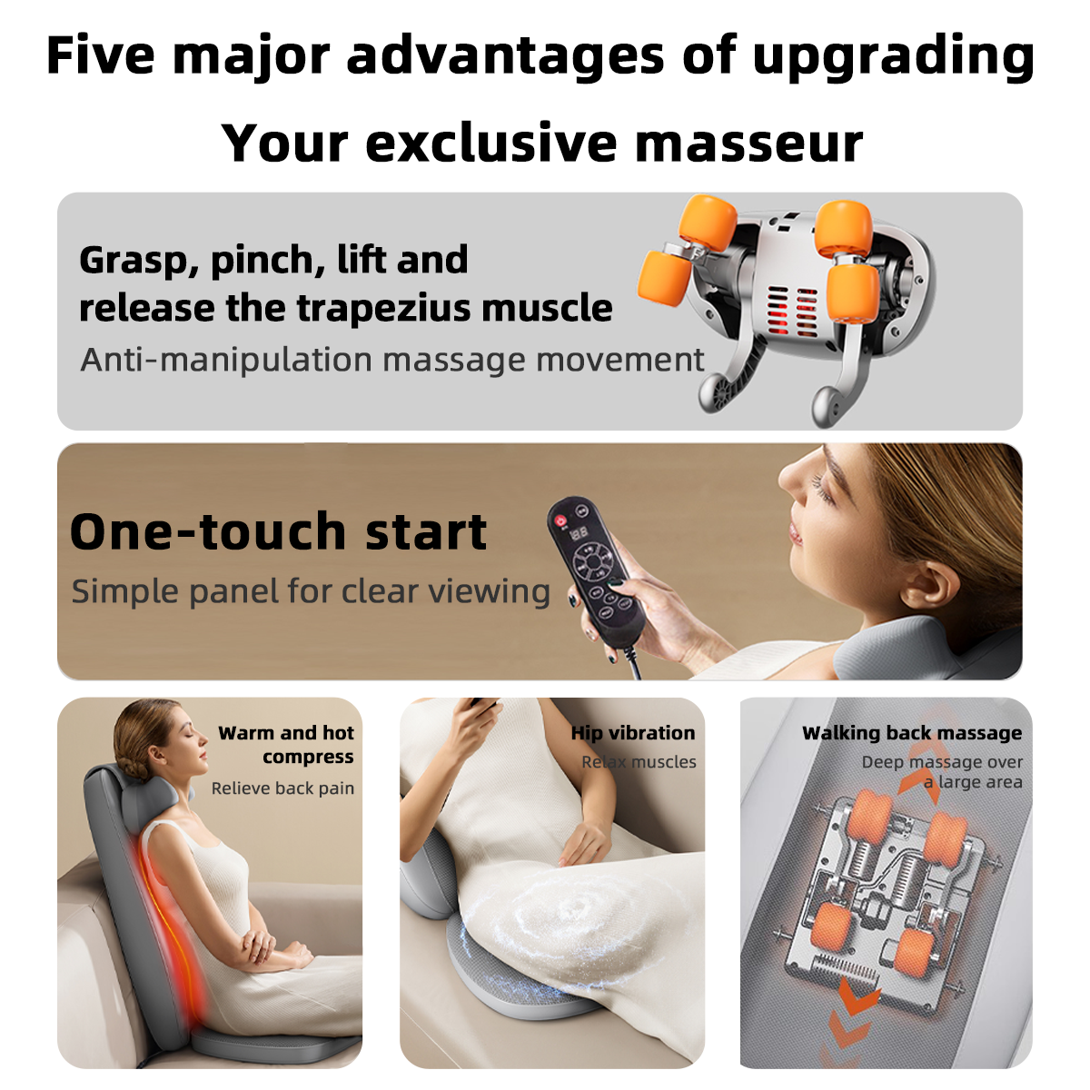 Lyeef Back and Neck Massager, Gifts, Massage Seat, Shiatsu Massage Chair with Heat and Vibration for Neck, Back, Shoulders, Height Adjustable Use at Home and Office