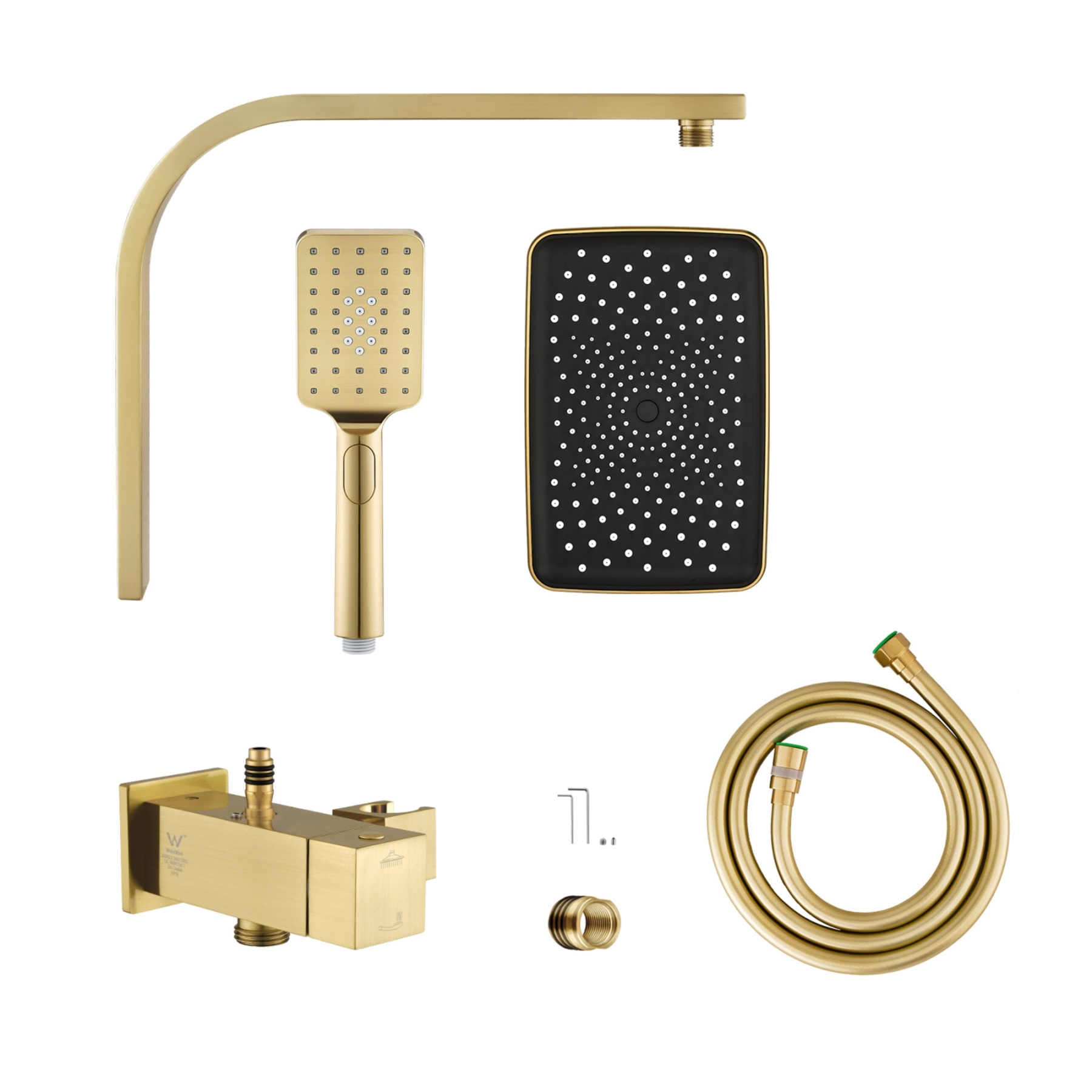 Rectangle 12“ Rainfall Shower Head Set Chrome Twin Shower 3 Function Hand-held Shower Head Shower Arm