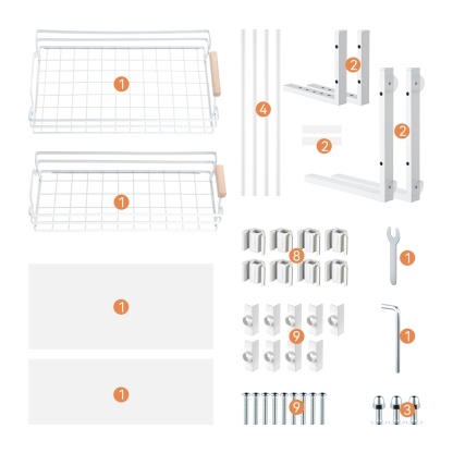 2 Tier Adjustable Height Slide-Out Under Sink Organizer Rack Kitchen Cabinet Bathroom Storage Shelf Holder White/Black