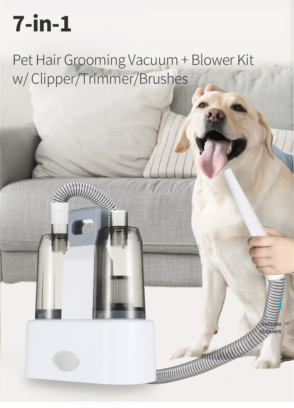 Electric Pet Grooming Cat Dog Hair Dryer Blower Brush Trimmer Vacuum Cleaner Kit