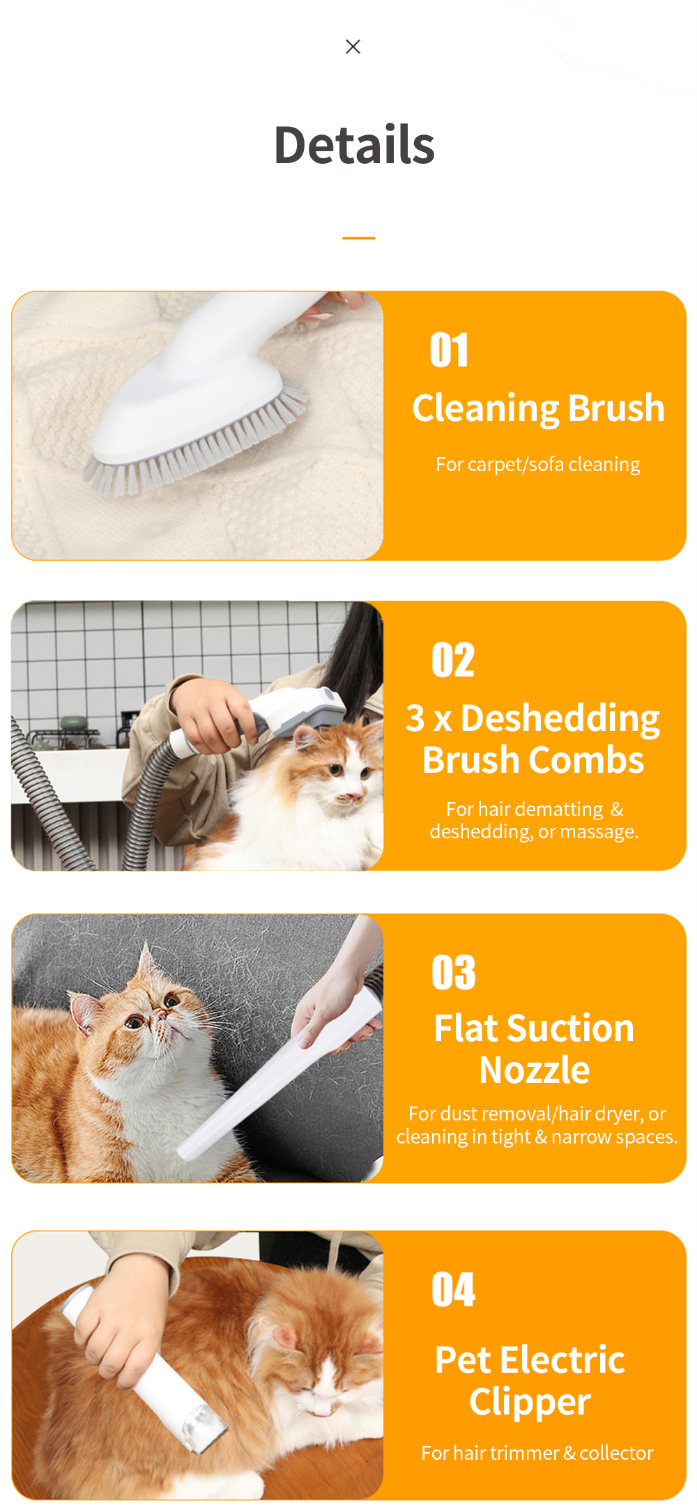 Electric Pet Grooming Cat Dog Hair Dryer Blower Brush Trimmer Vacuum Cleaner Kit