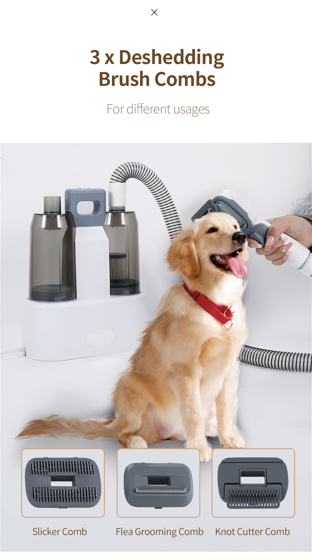 Electric Pet Grooming Cat Dog Hair Dryer Blower Brush Trimmer Vacuum Cleaner Kit