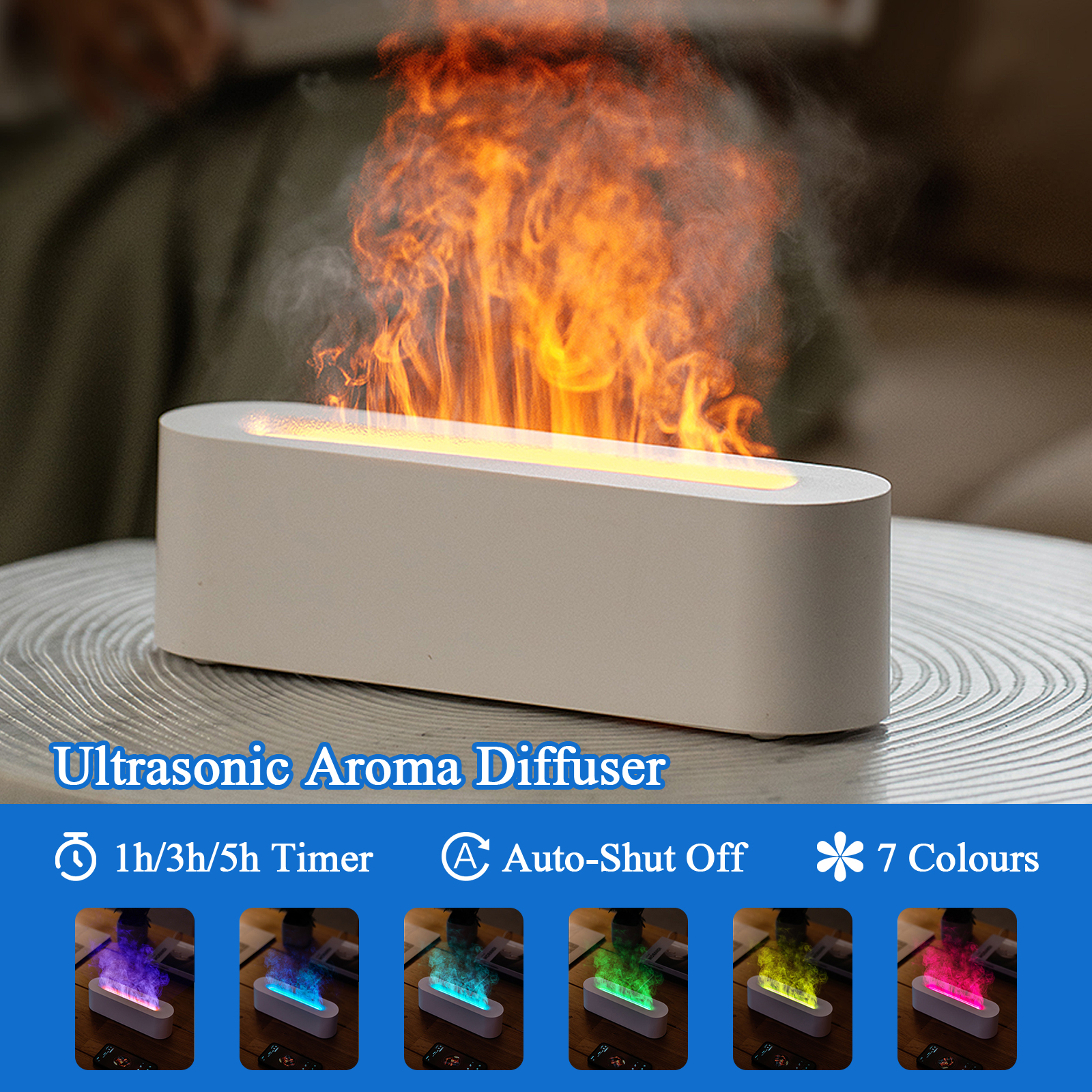 USB Ultrasonic Aroma Air Humidifier Flame Light Purifier Essential Oil Diffuser