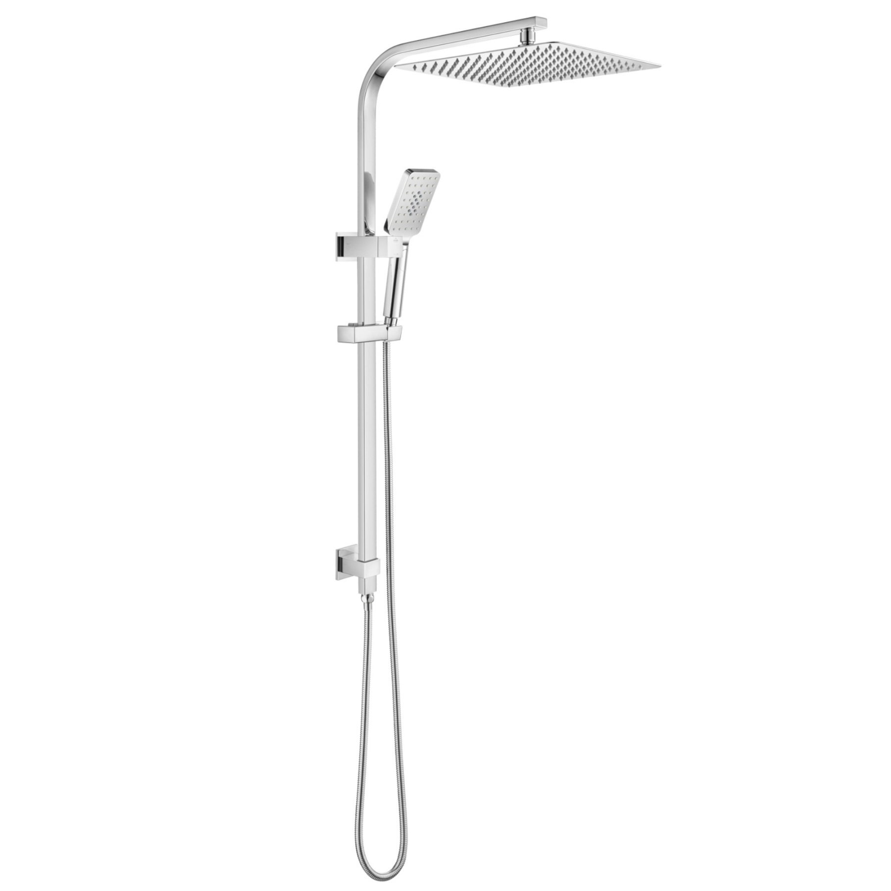 12'' Bathroom Square Rainfall Twin Shower Set 300mm Super Thin Overhead Shower Head 3 Function Hand-held Shower Rose Gooseneck Shower Arm Gooseneck Twin Shower