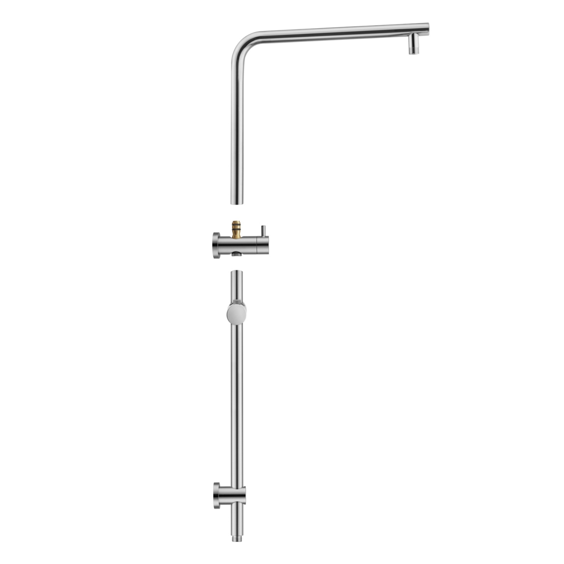 Chrome Round Twin Shower Head Rail Body Sliding Rail Wall Arm Diverter Shower Hose for Handheld Shower Head