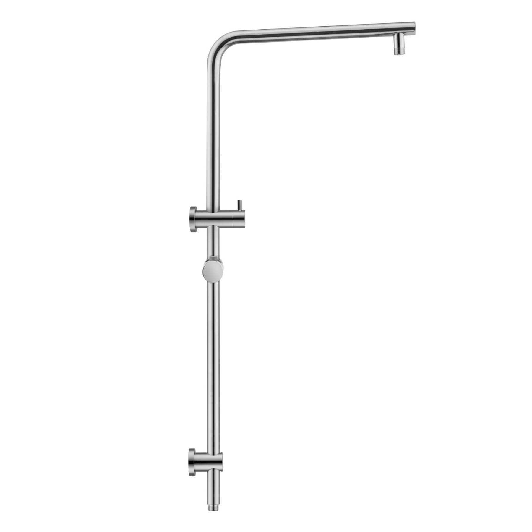 Chrome Round Twin Shower Head Rail Body Sliding Rail Wall Arm Diverter Shower Hose for Handheld Shower Head