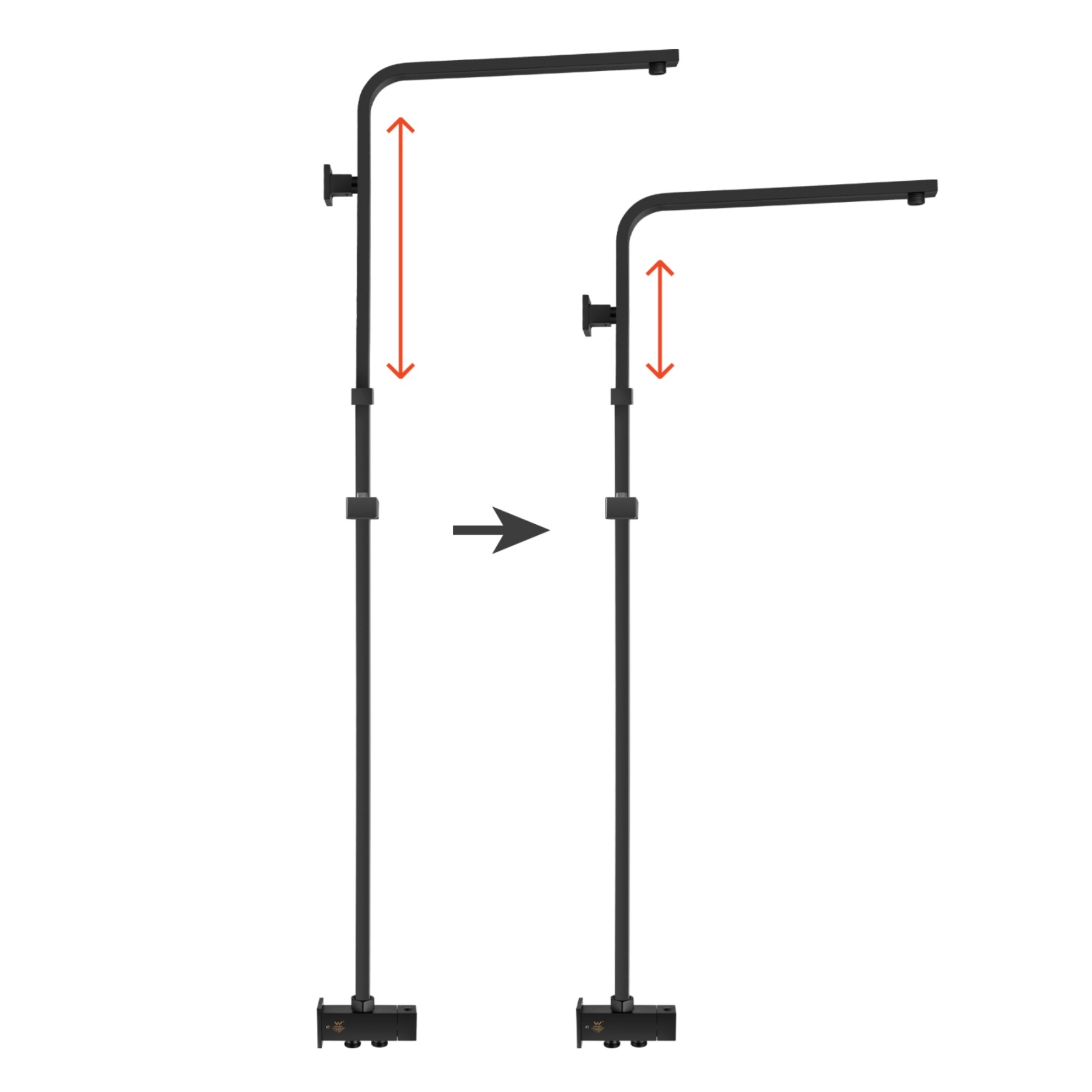 Bathroom Square Twin Shower Rail Body Wall Mounted Adjustable Height Sliding Rail Gooseneck Shower Arm Diverter Chrome/Black