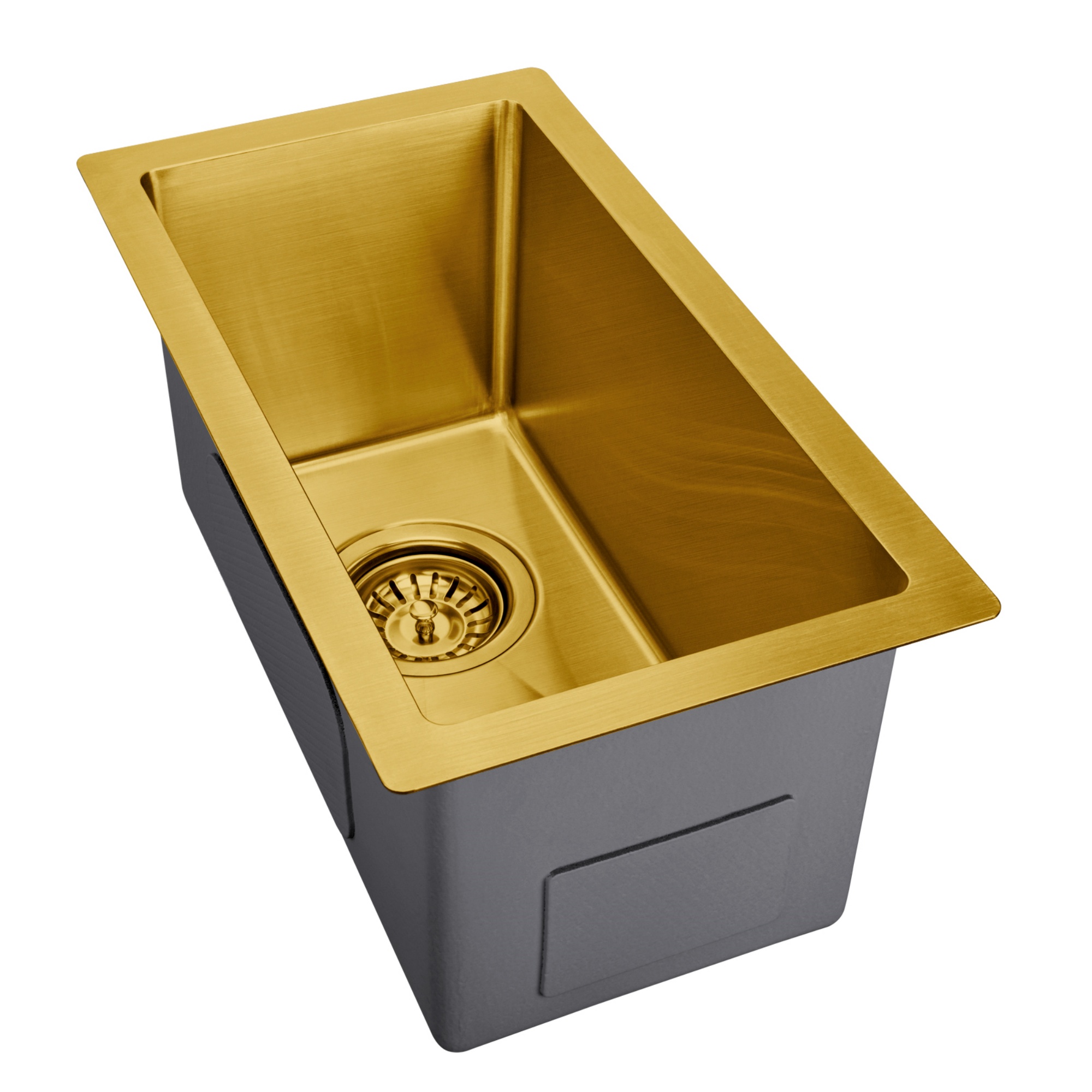 250mm Stainless Steel Laundry Kitchen Bar Sink Top/Flush/Under-mount Single Bowl Basin Chrome/Grey Black/Brushed Yellow Gold