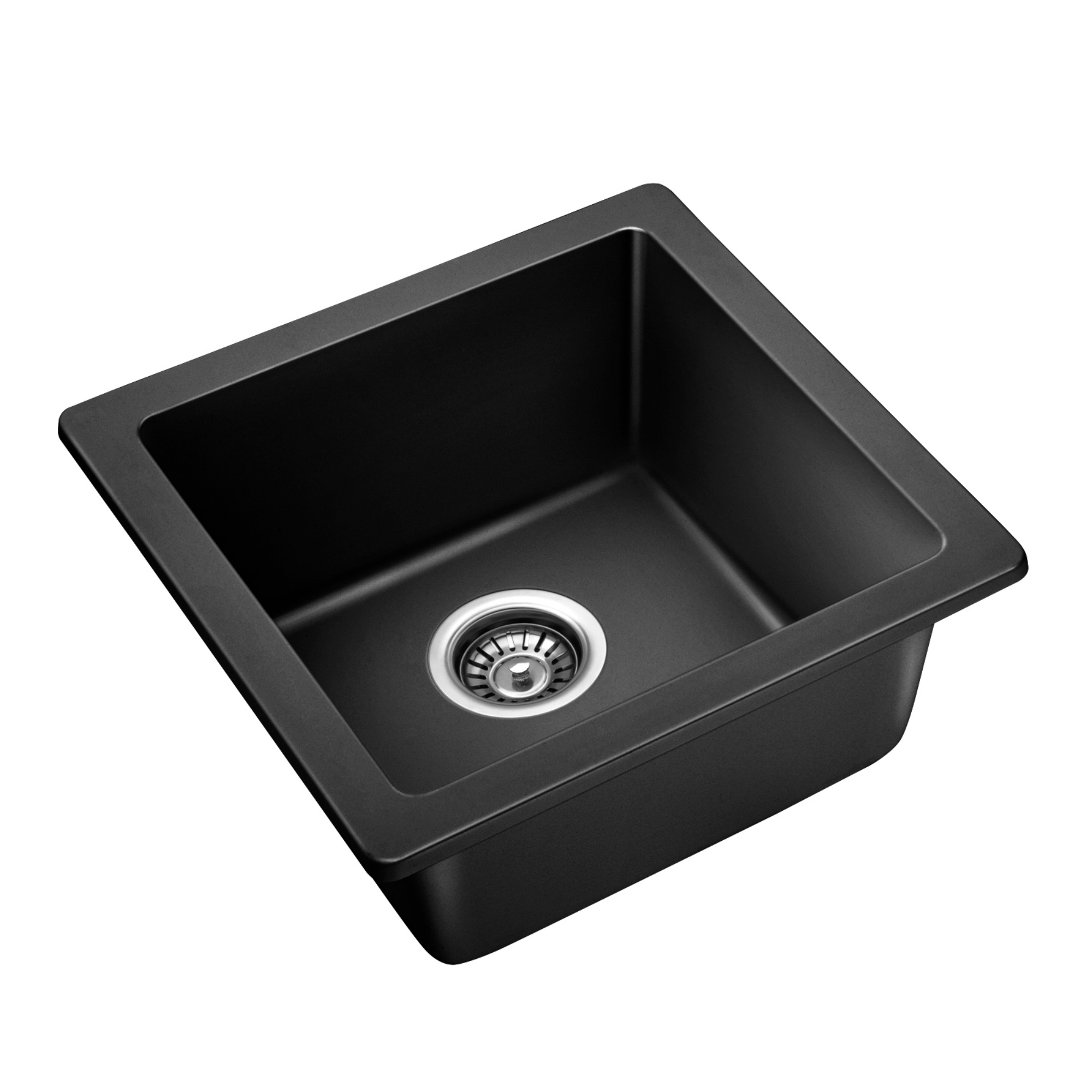 Granite Stone Single Bowl Kitchen Sink Oil-Proof Top/Under Mount Laundry Bar Basin Black/White