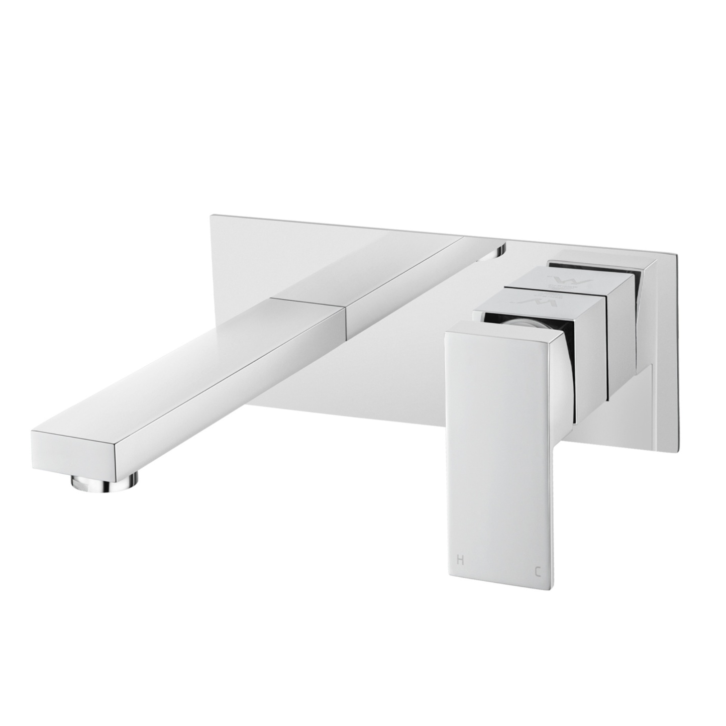 Square Brass Bathroom Basin Sink Vanity Wall Mixer Tap Set Bathtub Shower Outlet Water Spout Faucet Chrome/Matte Black