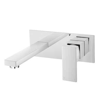 Square Brass Bathroom Basin Sink Vanity Wall Mixer Tap Set Bathtub Shower Outlet Water Spout Faucet Chrome/Matte Black