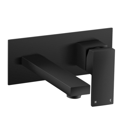 Square Brass Bathroom Basin Sink Vanity Wall Mixer Tap Set Bathtub Shower Outlet Water Spout Faucet Chrome/Matte Black