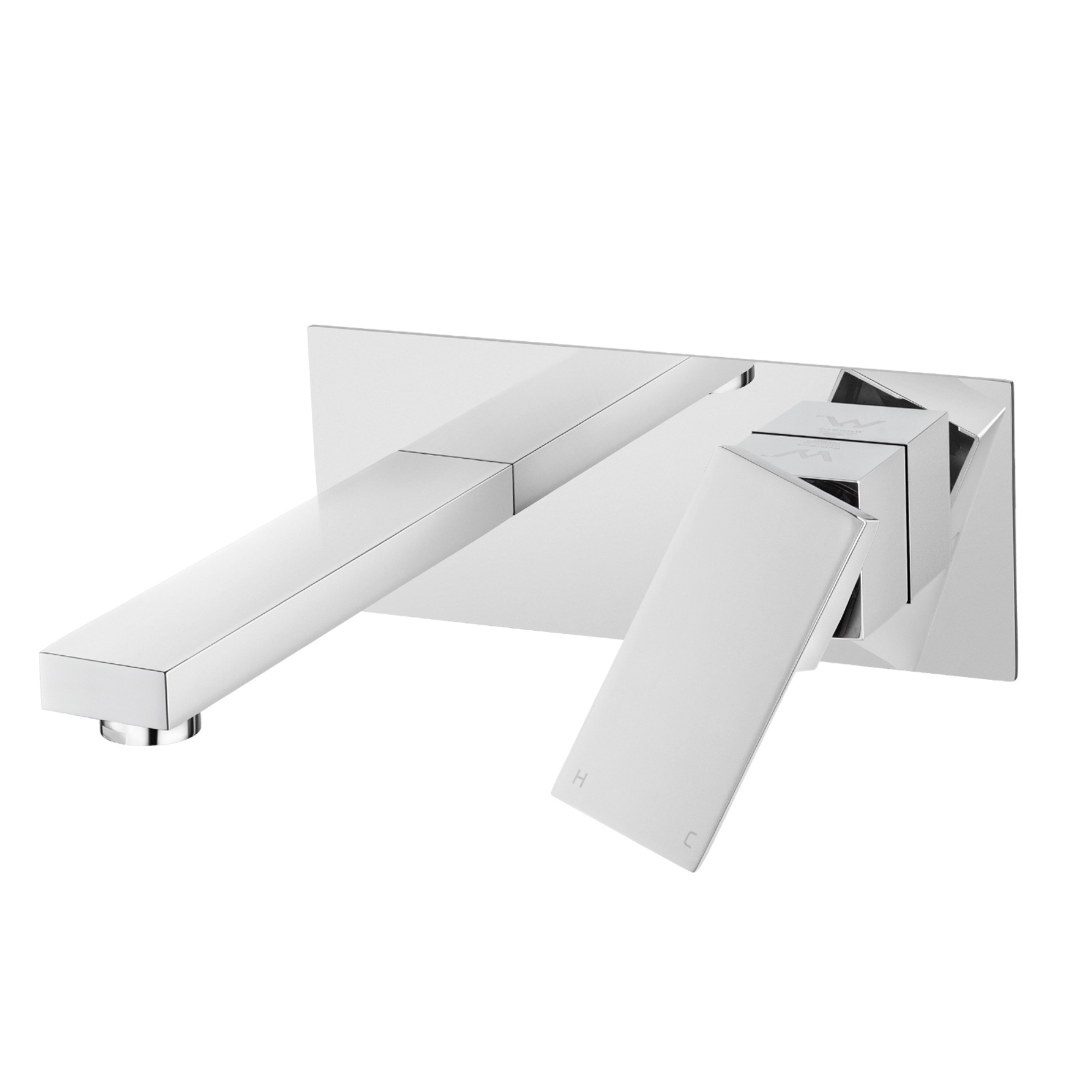 Square Brass Bathroom Basin Sink Vanity Wall Mixer Tap Set Bathtub Shower Outlet Water Spout Faucet Chrome/Matte Black