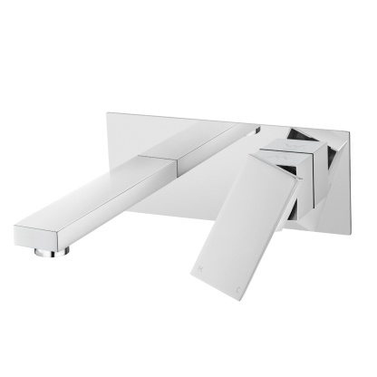 Square Brass Bathroom Basin Sink Vanity Wall Mixer Tap Set Bathtub Shower Outlet Water Spout Faucet Chrome/Matte Black