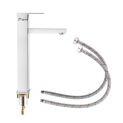 Bathroom Square Brass Counter Top Basin Mixer Tap Laundry Sink Vanity Tall Flick Faucet Chrome/Black