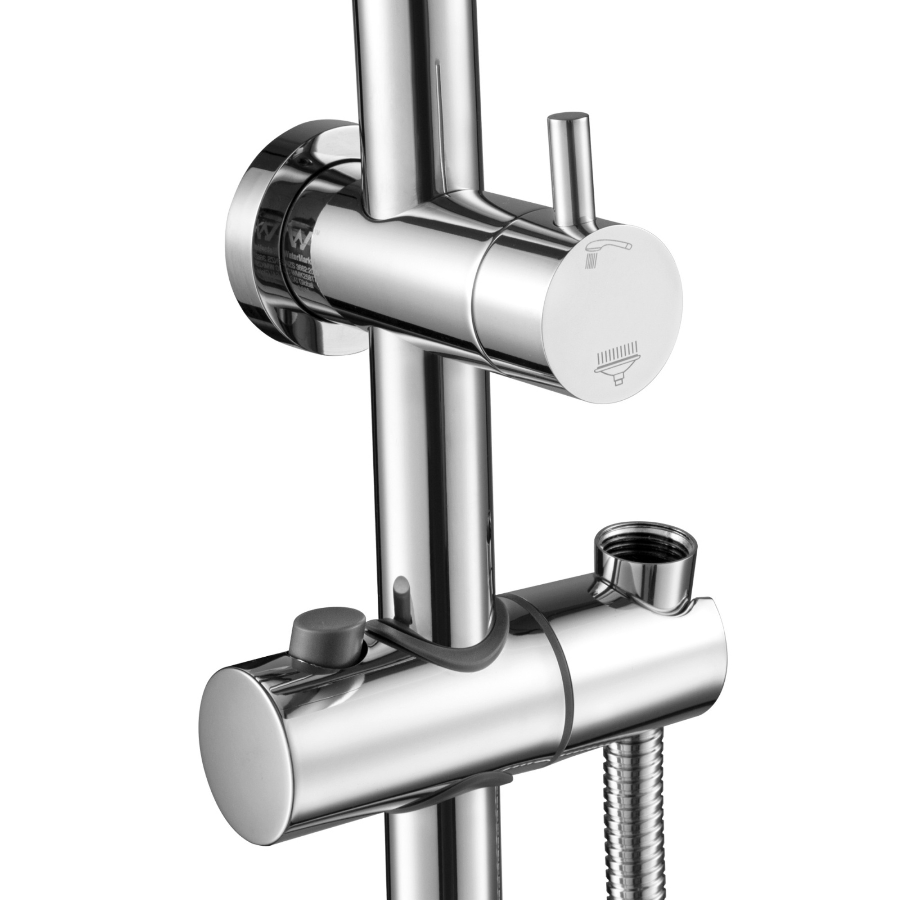 Chrome Round Twin Shower Head Rail Body Sliding Rail Wall Arm Diverter Shower Hose for Handheld Shower Head