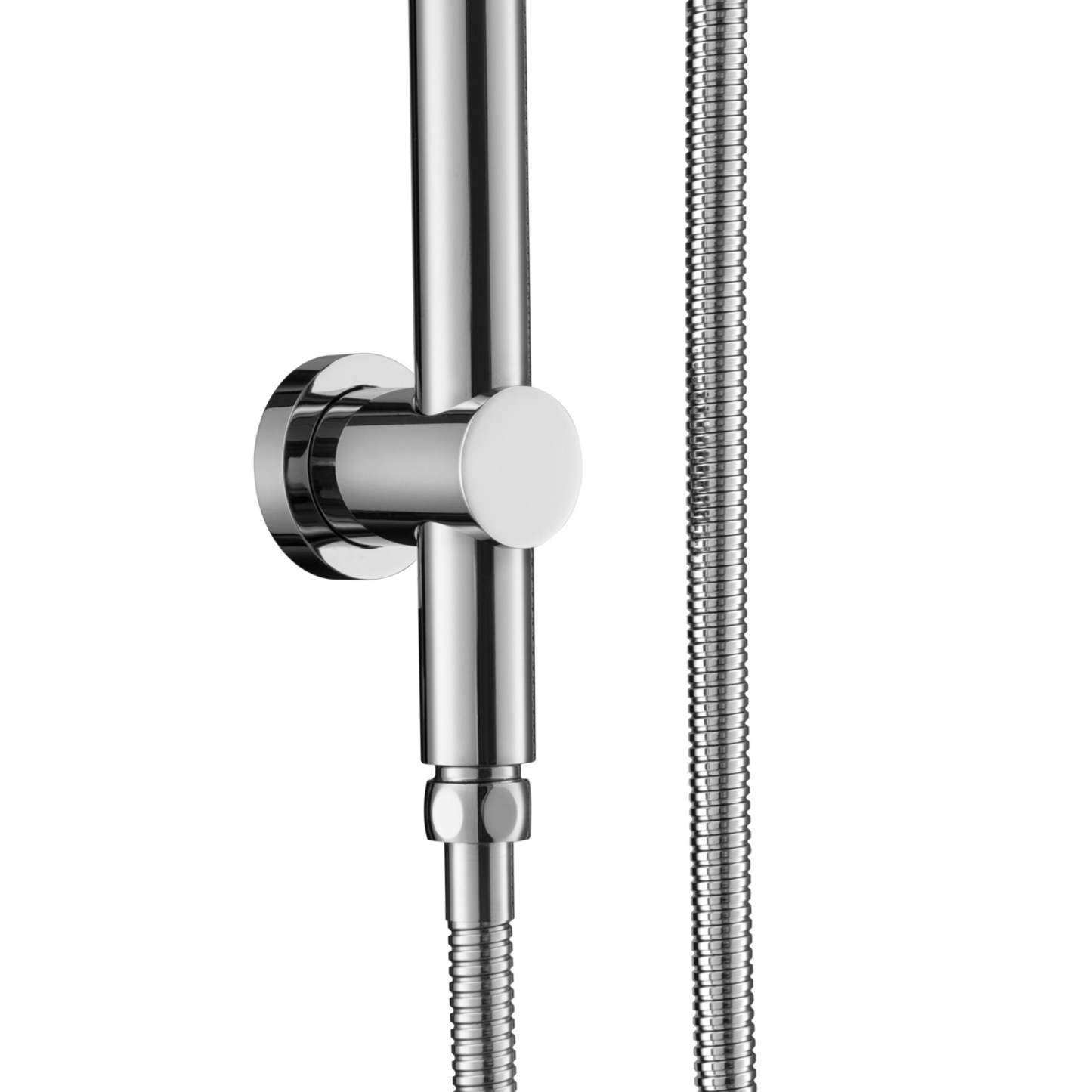 Chrome Round Twin Shower Head Rail Body Sliding Rail Wall Arm Diverter Shower Hose for Handheld Shower Head