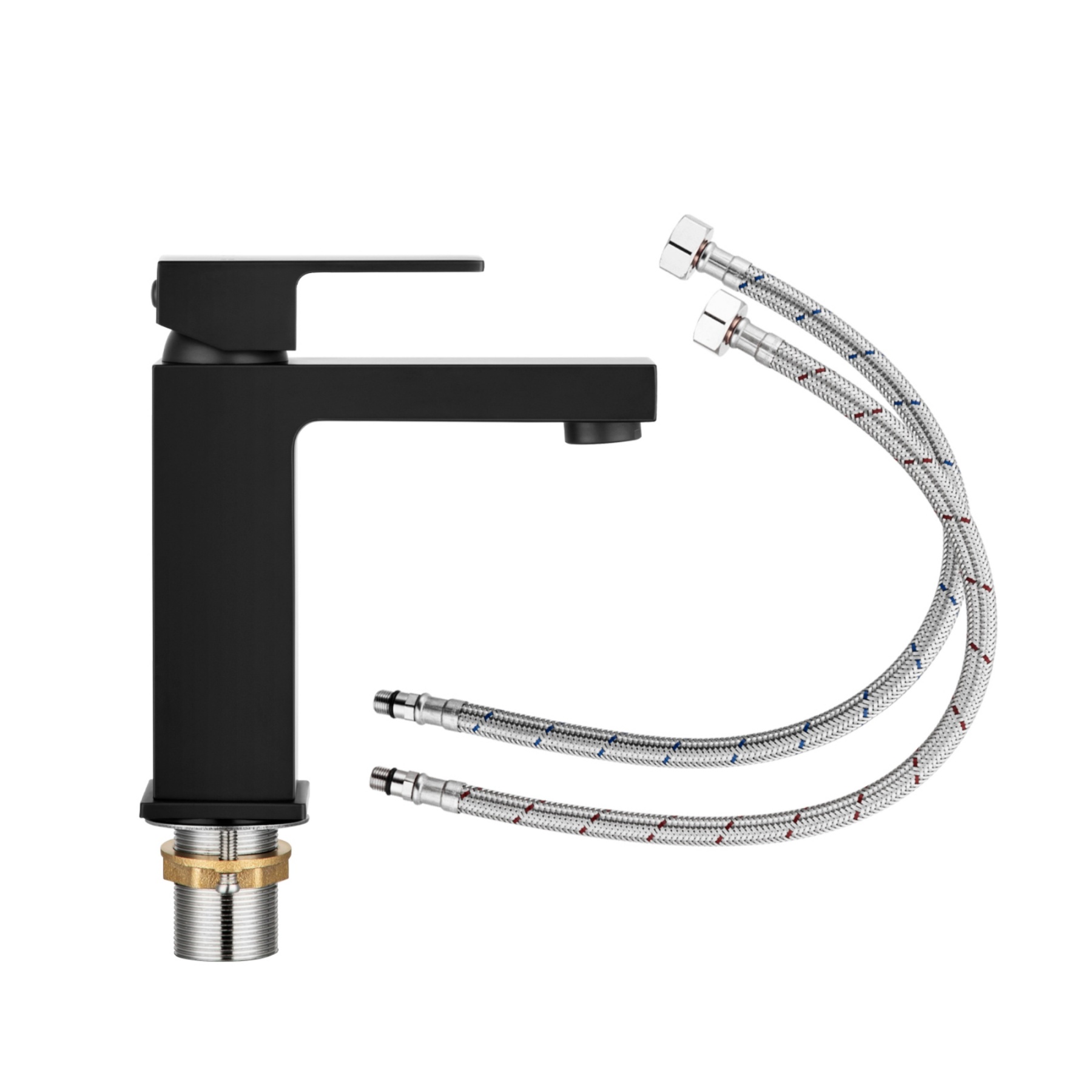 Bathroom Square Brass Basin Mixer Tap Laundry Sink Vanity Flick Spout Faucet Chrome/Black