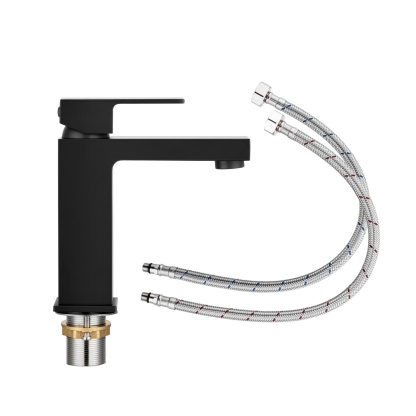 Bathroom Square Brass Basin Mixer Tap Laundry Sink Vanity Flick Spout Faucet Chrome/Black