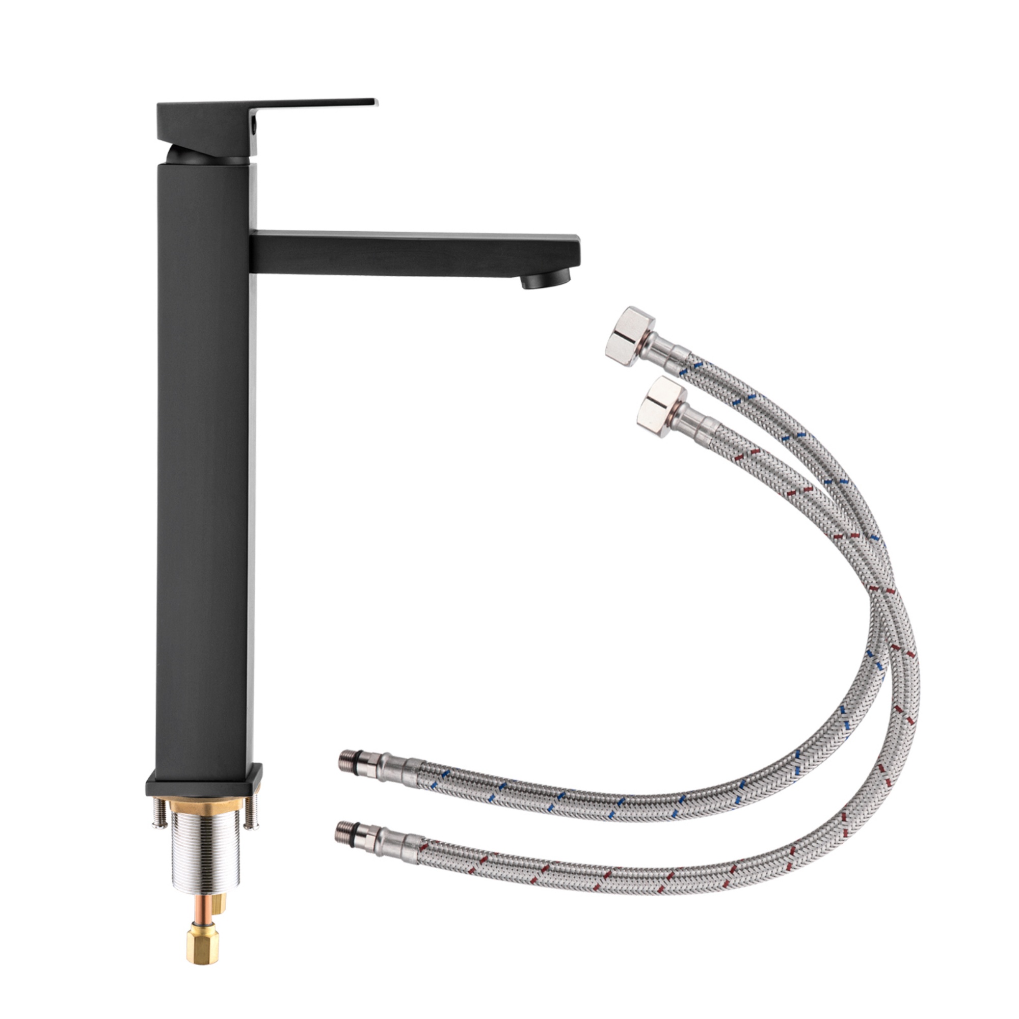 Bathroom Square Brass Counter Top Basin Mixer Tap Laundry Sink Vanity Tall Flick Faucet Chrome/Black