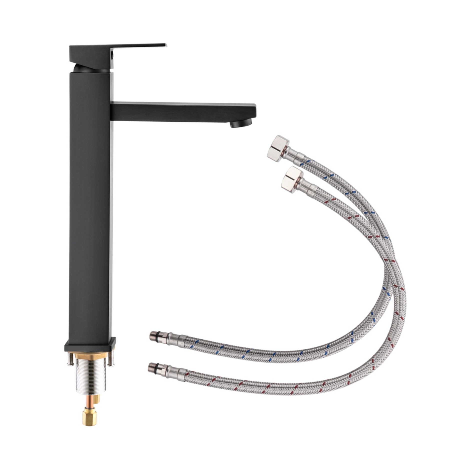 Bathroom Square Brass Counter Top Basin Mixer Tap Laundry Sink Vanity Tall Flick Faucet Chrome/Black