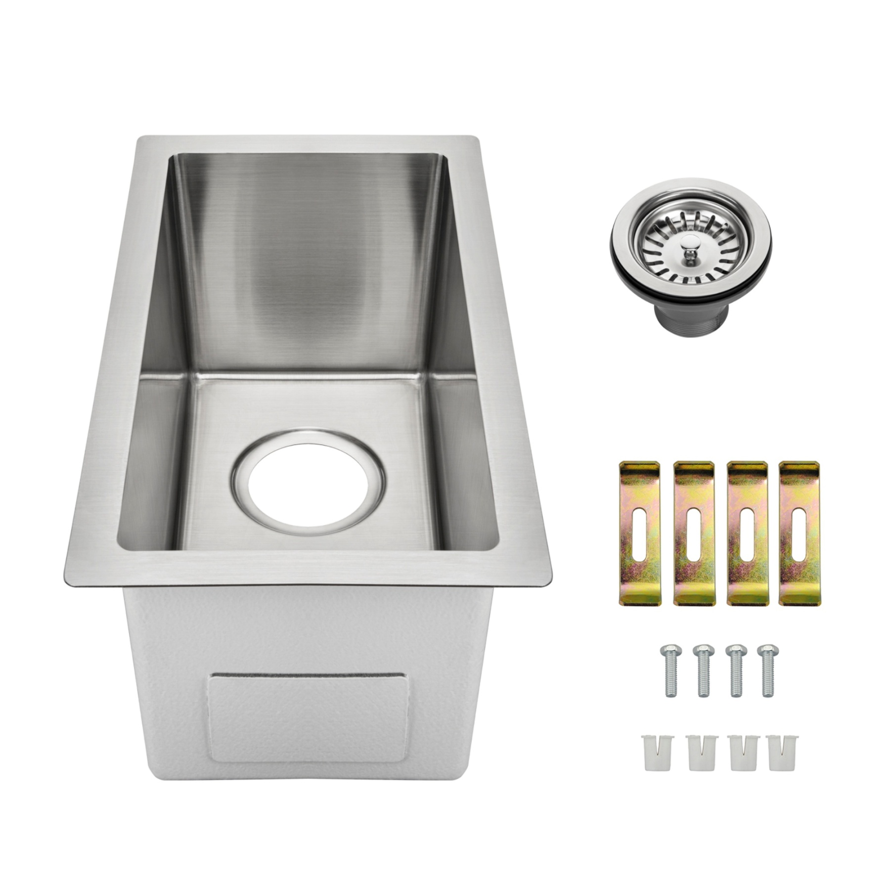 250mm Stainless Steel Laundry Kitchen Bar Sink Top/Flush/Under-mount Single Bowl Basin Chrome/Grey Black/Brushed Yellow Gold