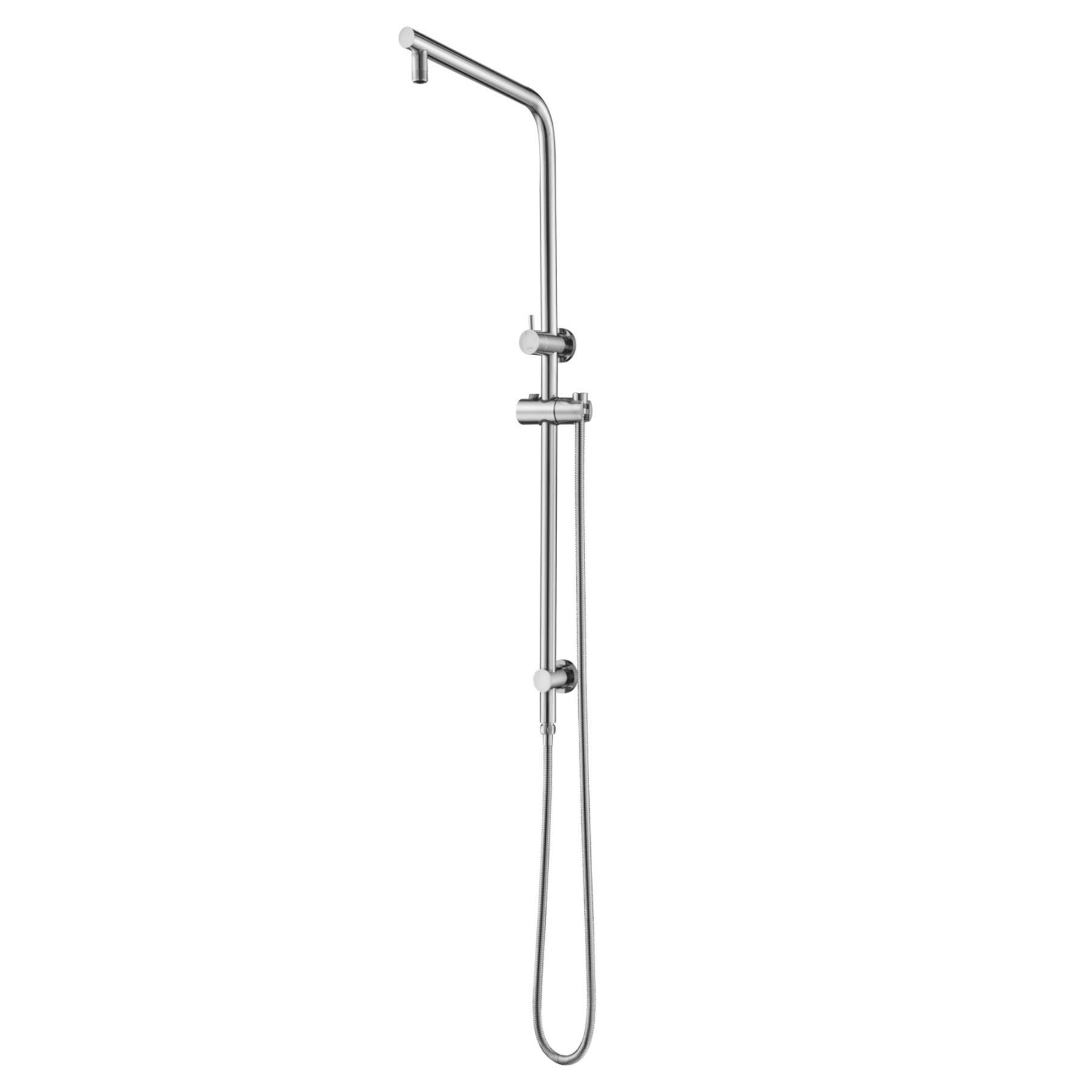 Chrome Round Twin Shower Head Rail Body Sliding Rail Wall ArmHandheld