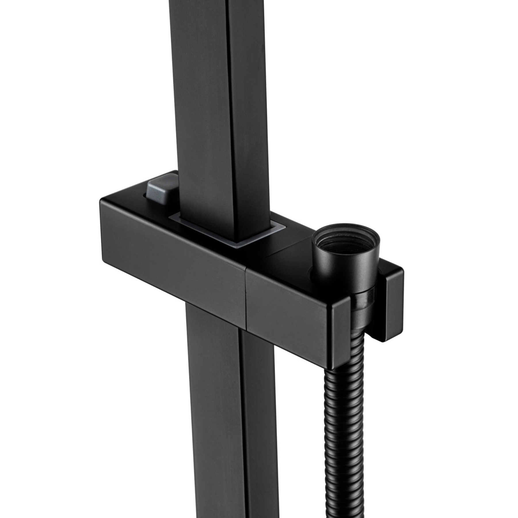 Bathroom Square Twin Shower Rail Body Wall Mounted Adjustable Height Sliding Rail Gooseneck Shower Arm Diverter Chrome/Black