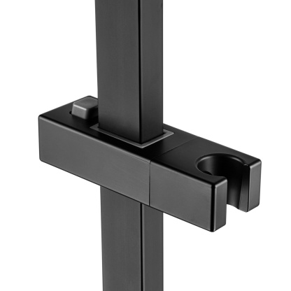 Bathroom Square Twin Shower Rail Body Wall Mounted Adjustable Height Sliding Rail Gooseneck Shower Arm Diverter Chrome/Black